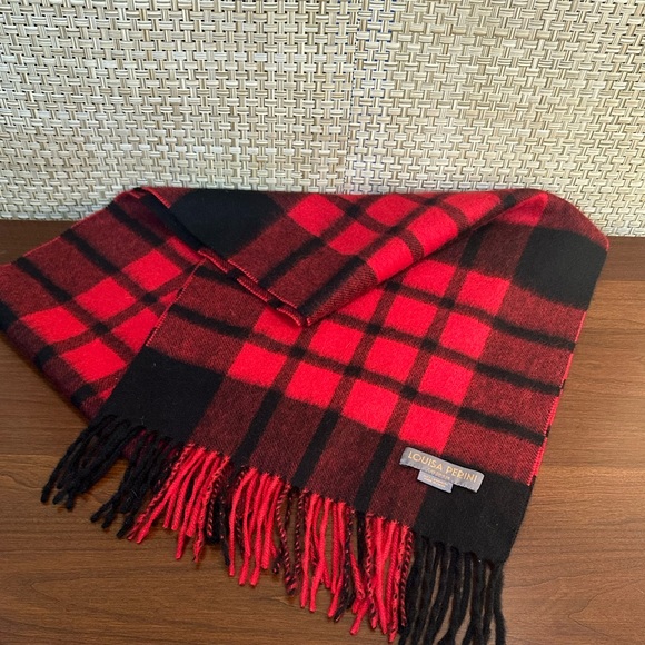 🌟HP🌟NWOT Cashmere Red & Black Buffalo Plaid Scarf by Louisa Perini - Picture 7 of 7